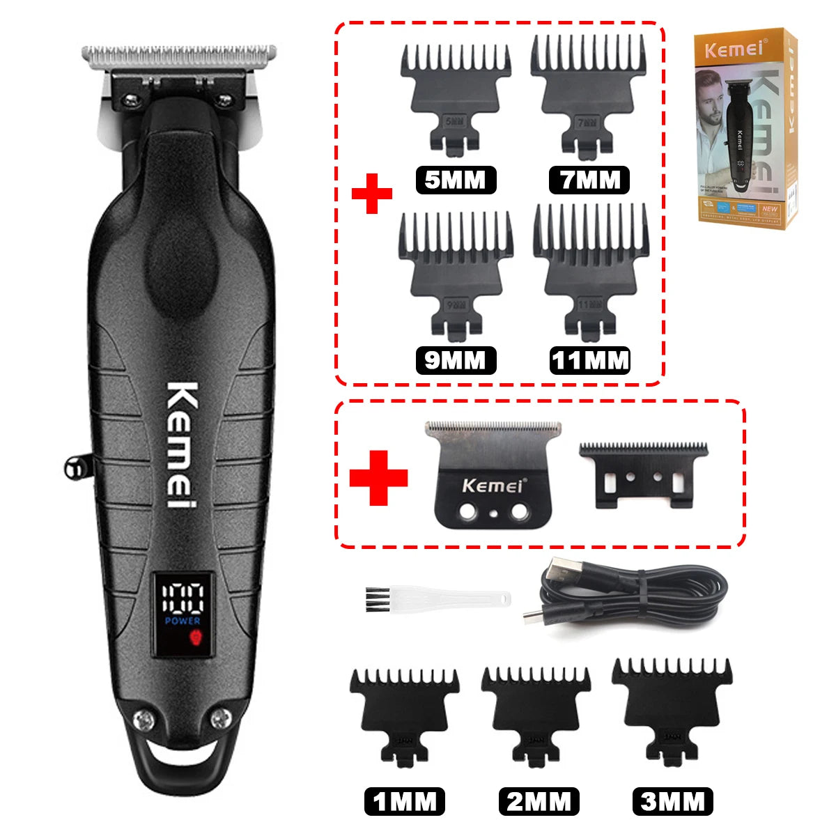 KM-2293 DLC T-Blade Zero-Gap Professional Hair Trimmer