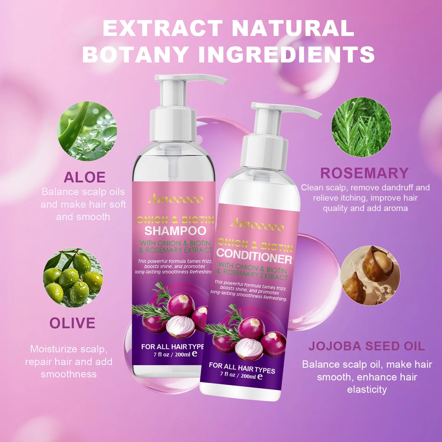Amococo Onion Biotin Rosemary Shampoo Conditioner Hair Care Set