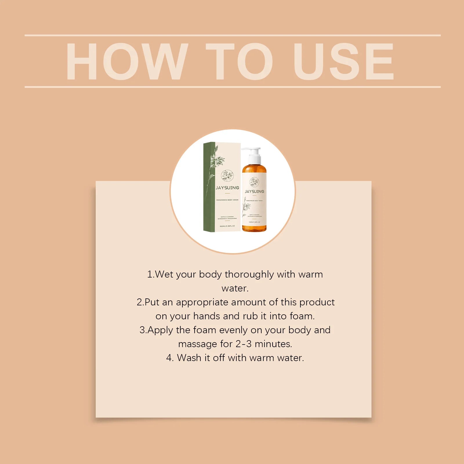 Persimmon Deodorant Body Wash Odor Eliminating Hydrating Shower Gel
