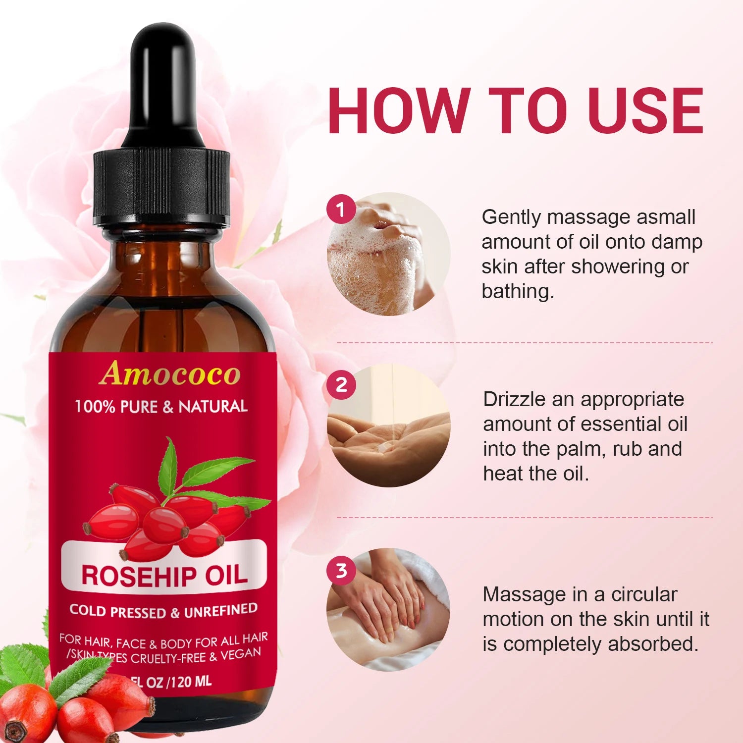 Jojoba Rosehip Oil Set Cold Pressed Moisturizing Skin