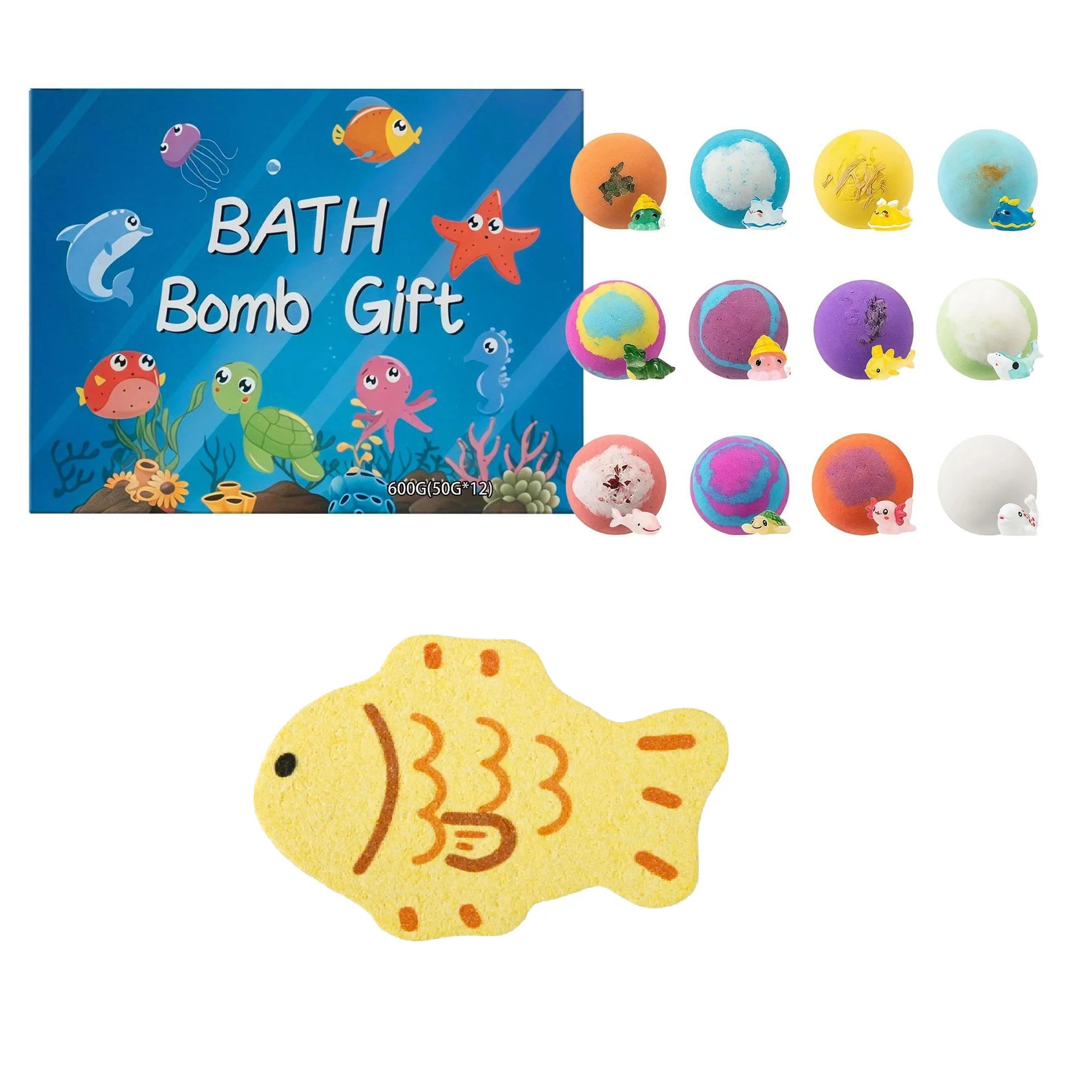 12PCS Kids Bath Bombs Surprise Toys Sponge Gift Set