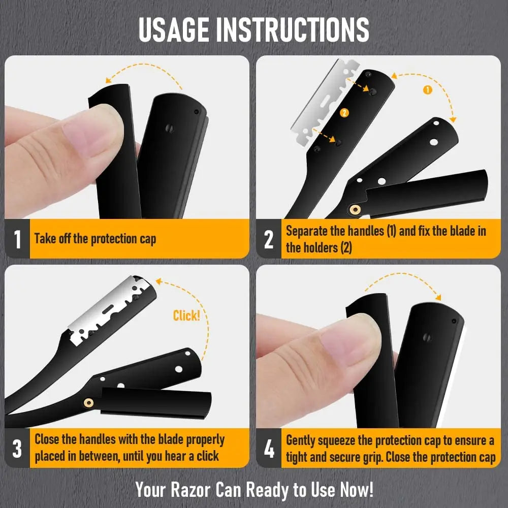 Men's Folding Straight Razor Stainless Steel Shaving Knife
