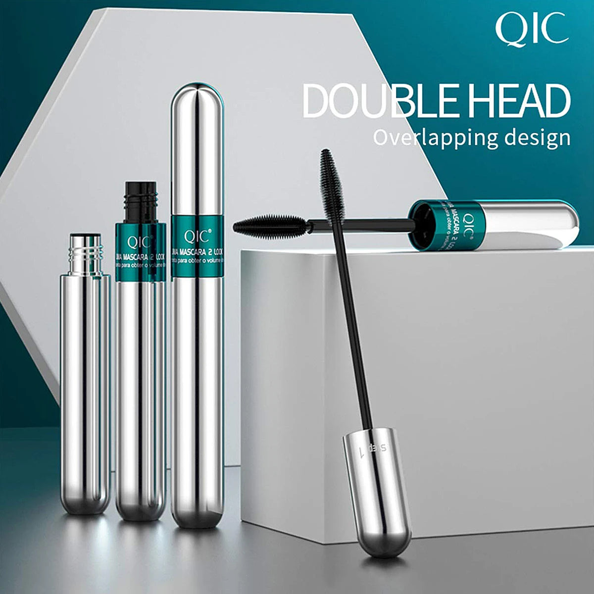 2-in-1 Silk Fiber Waterproof Lengthening Volumizing Black Mascara
