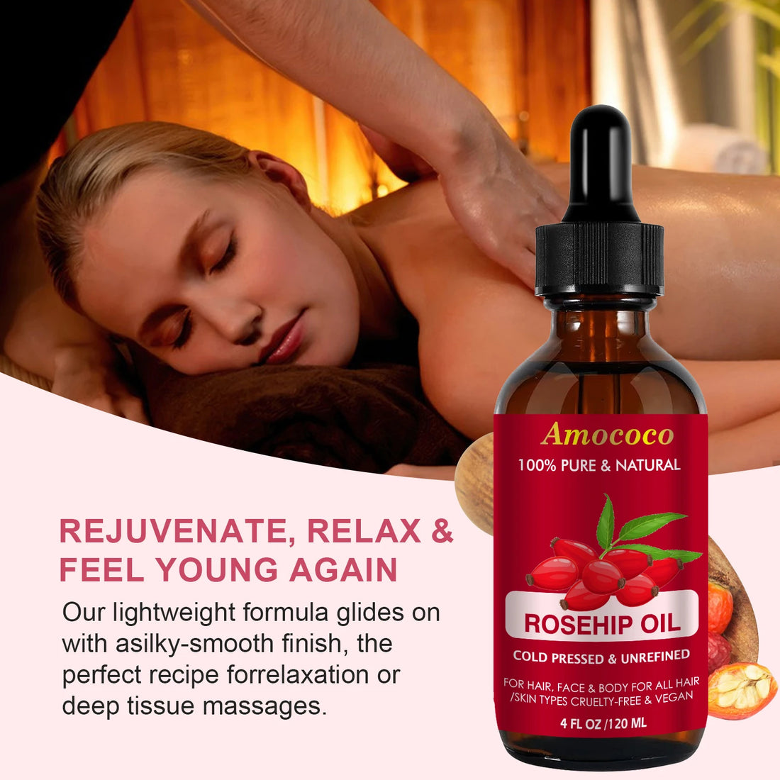 Jojoba Rosehip Oil Set Cold Pressed Moisturizing Skin