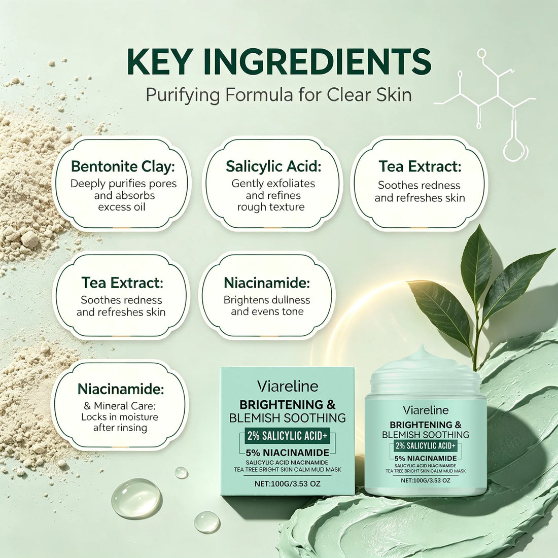 Tea Tree Clay Mask Pore Cleansing Oil Control Skincare
